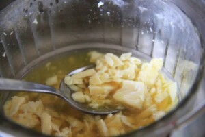 Melting the cocoa butter in a heatproof glass dish heated in hot water