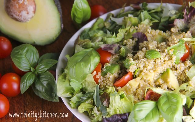 A delicious, warm, high protein, 'Quinoa Medley Salad'.