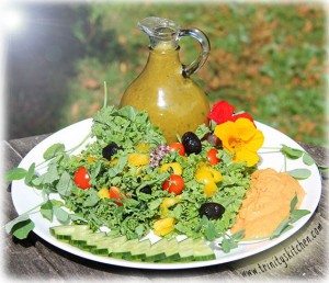 Summer Kale Salad with dressing