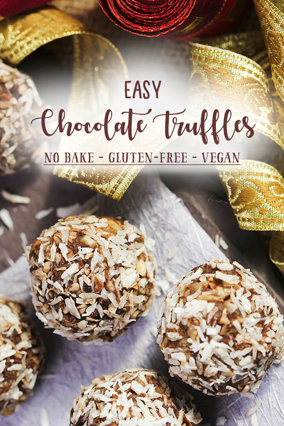 Easy chocolate truffles - no bake, gluten-free, vegan