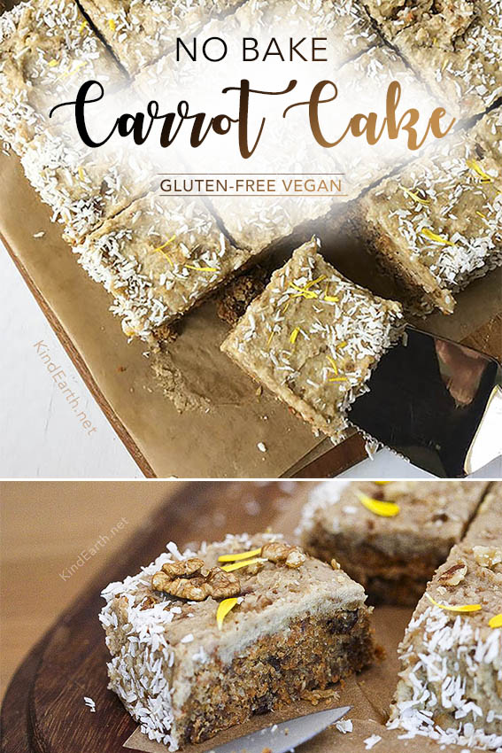 Raw carrot cake - date sweetened, vegan, gluten-free, delicious by Anastasia, Kind Earth