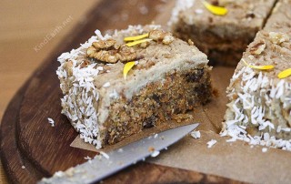 Raw carrot cake - date sweetened, vegan, gluten-free, delicious by Anastasia, Kind Earth