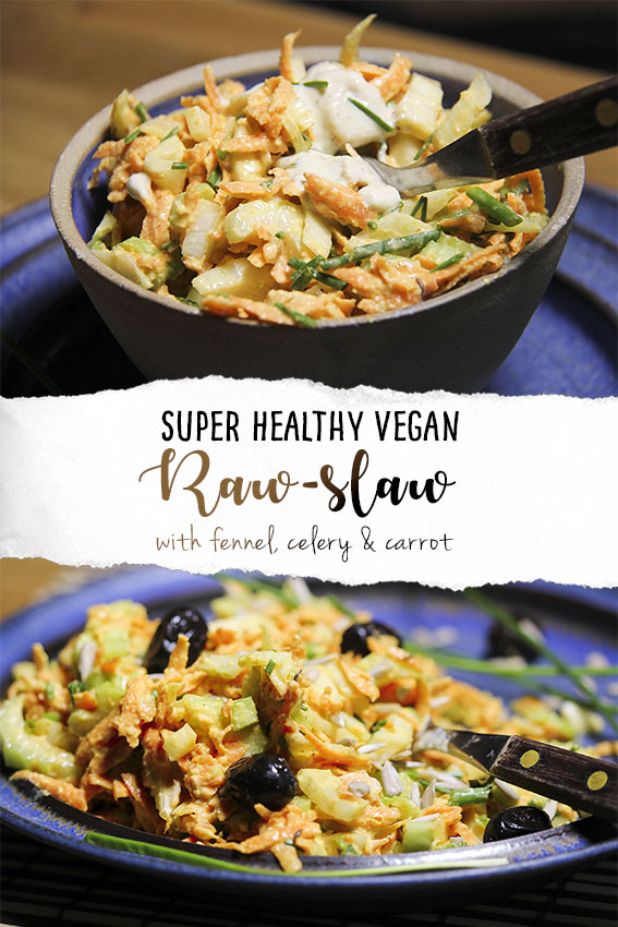 Super healthy raw-slaw with celery, fennel, carrot by Trinity