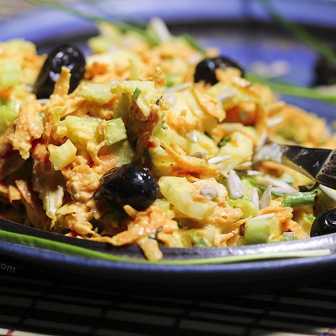 Super healthy raw-slaw with celery, fennel, carrot by Trinity