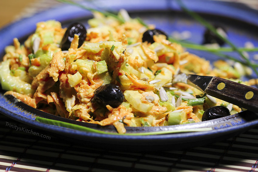 Super healthy raw-slaw with celery, fennel, carrot by Trinity