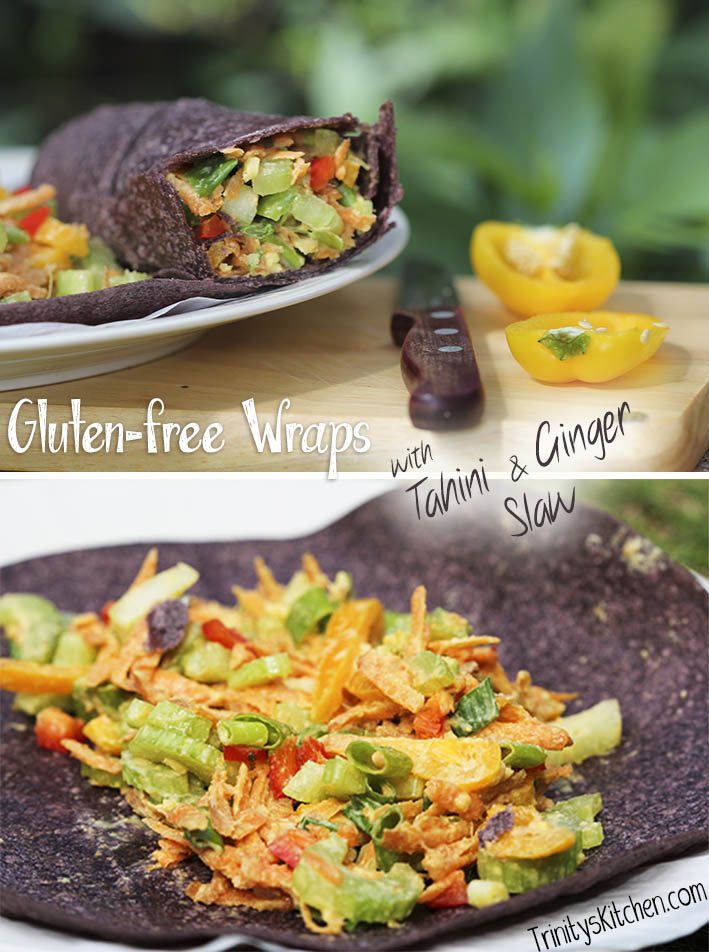 GF wraps with ginger tahini sauce by Trinity