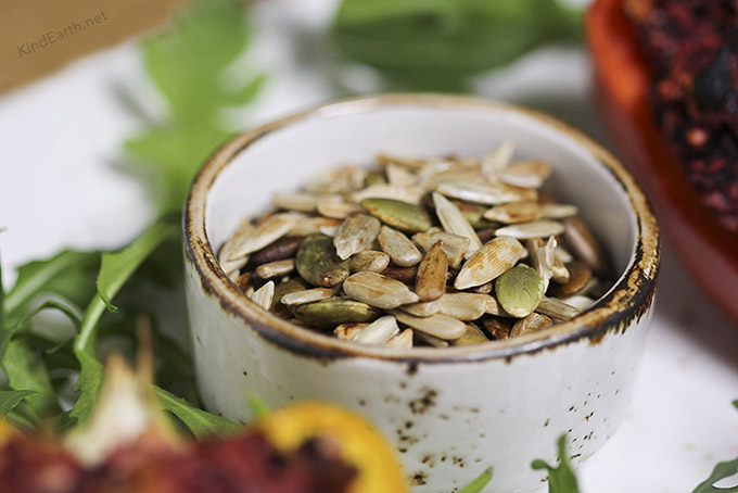 Tamari toasted seed - easy vegan snack with sunflower and pumpkin seeds by Anastasia, kind earth