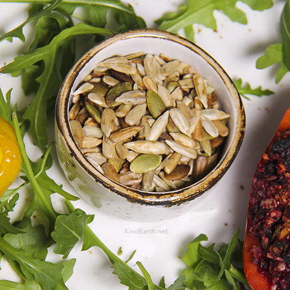 Tamari toasted seed - easy vegan snack with sunflower and pumpkin seeds by Anastasia, kind earth