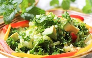 Mint infused kale and avocado salad