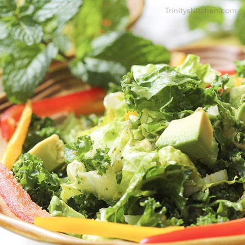 Kale & Avocado Rainbow Salad with Mint Infused Dressing by Trinity