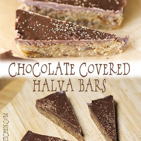 Healthy chocolate covered halva bars