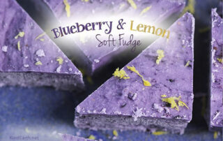 Blueberry & lemon fudge made with coconut, maple syrup, frozen blueberries, lemon - vegan, gluten-free by Anastasia, Kind Earth