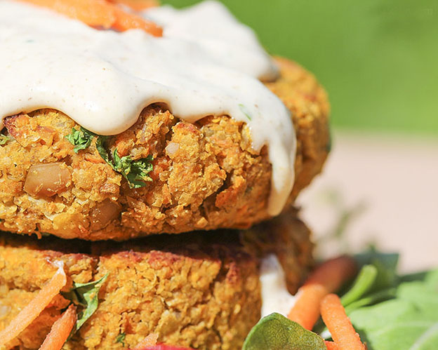 Carrot falafel burgers - easy gluten-free vegan recipe