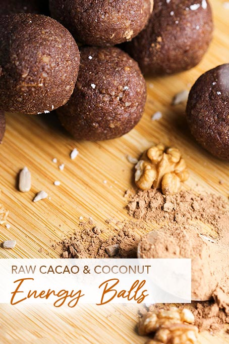 Cacao & coconut energy balls - gluten-free, vegan, date sweetened by Anastasia, Kind Earth