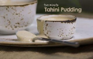 Two minute tahini pudding made with banana, tahini, rice milk and vanilla. Easy vegan pudding by Anastasia