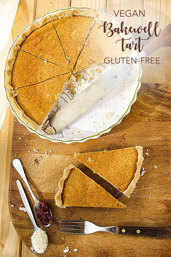 Bakewell Tart - gluten-free, vegan with melt in the mouth pastry by Anastasia, Kind Earth