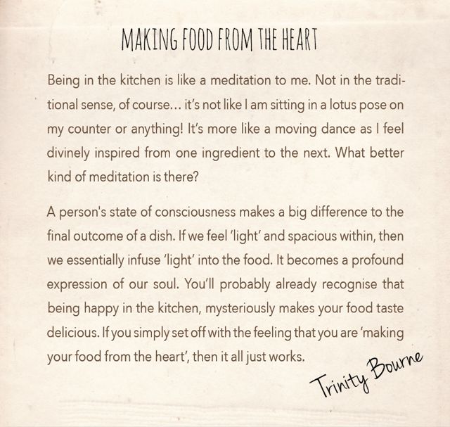 Making food from the heart quote