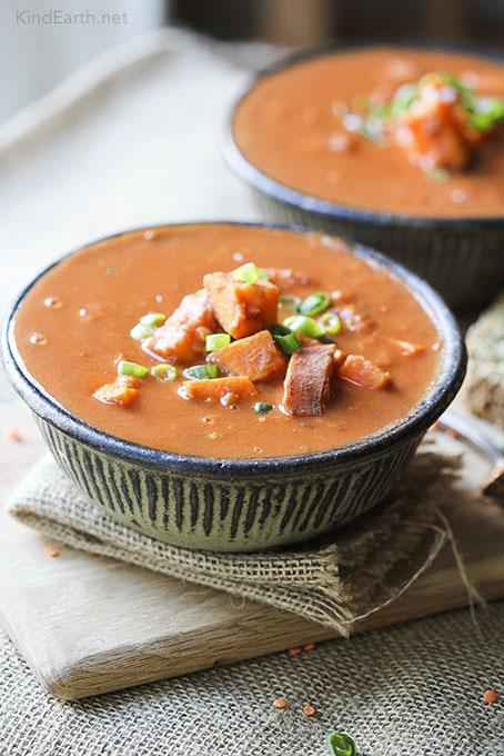 Sweet Potato & Coconut Soup with warming spices by Anastasia gluten-free vegan