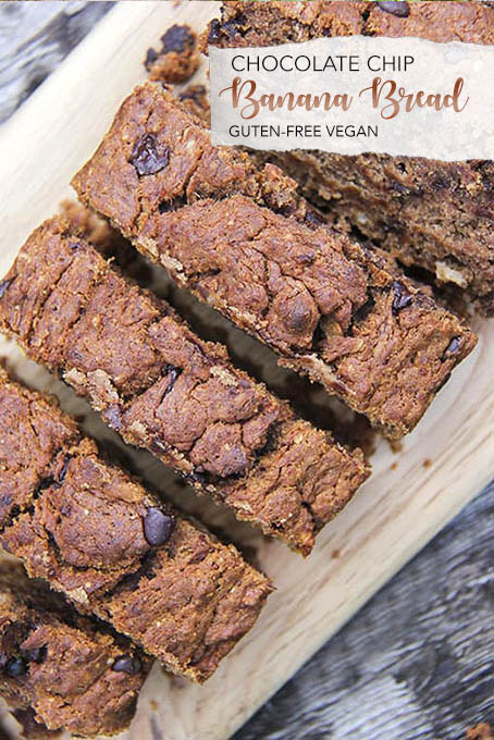 Gluten-free chocolate chip banana bread by Anastasia, Kind Earth. No refined sugar and insanely delicious