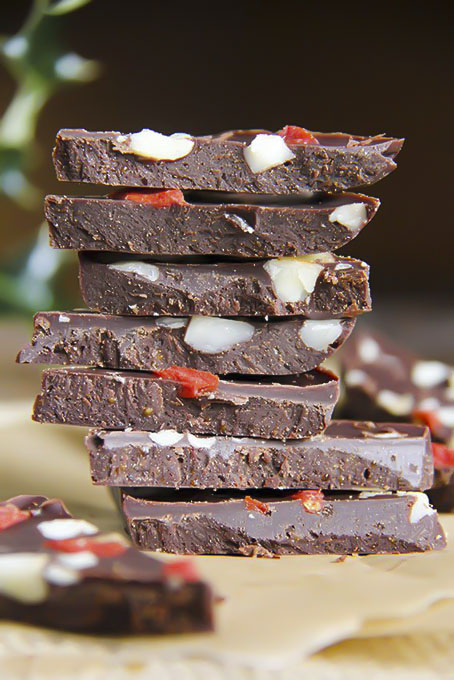 Homemade raw chocolate - raw cacao, lucuma, gaji berry style - vegan, dairy free by Anastasia
