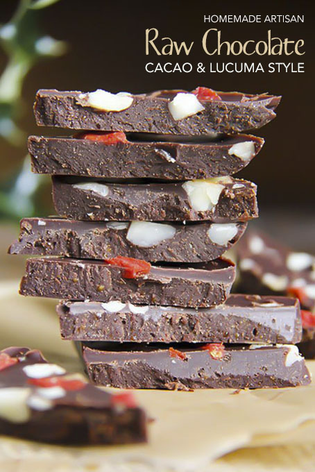 Homemade raw chocolate - raw cacao, lucuma, gaji berry style - vegan, dairy free by Anastasia