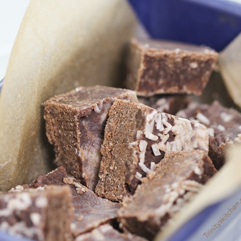 Coconut Chocolate Fudge - only 4 ingredients, dairy-free, vegan