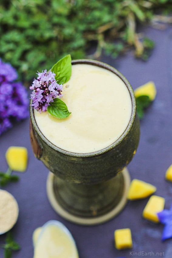 Maca Mango Smoothie for natural hormone balance by Anastasia, Kind Earth - vegan