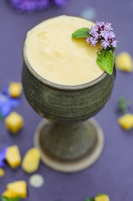 Maca Mango Smoothie for natural hormone balance by Anastasia, Kind Earth - vegan
