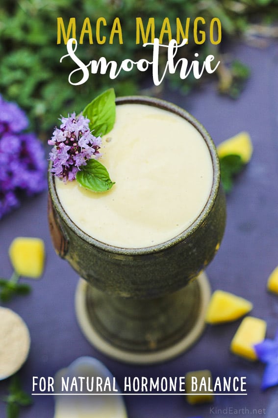 Maca Mango Smoothie for natural hormone balance by Anastasia, Kind Earth - vegan