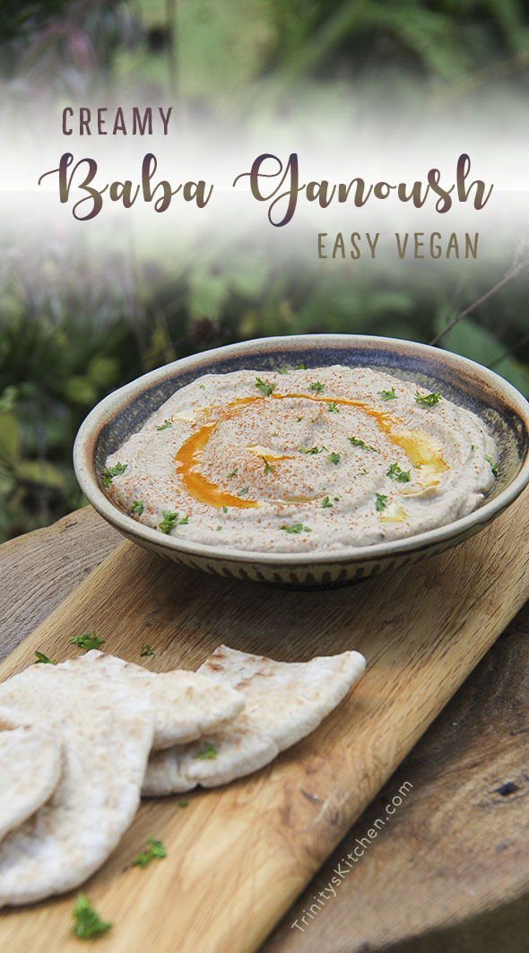 Baba Ganoush with a hint of smoked paprika. An easy vegan, dairy-free dip with eggplant (aubergine) by Trinity Bourne