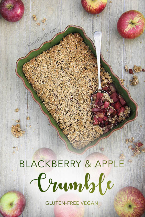 Easy Blackberry & Apple Crumble with oat topping (gluten-free vegan, naturally sweetened with love) by Anastasia, Kind Earth
