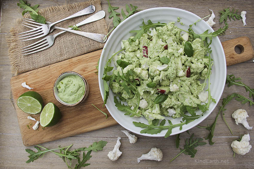 Cauliflower lime pesto salad by Anastasia, Kind Earth - gluten-free, vegan