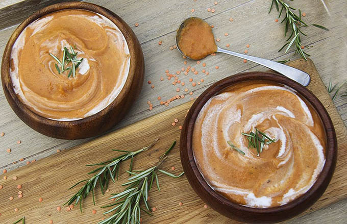 Creamy Sweet Potato & Lentils with tomatoes and lentils - gluten-free, vegan