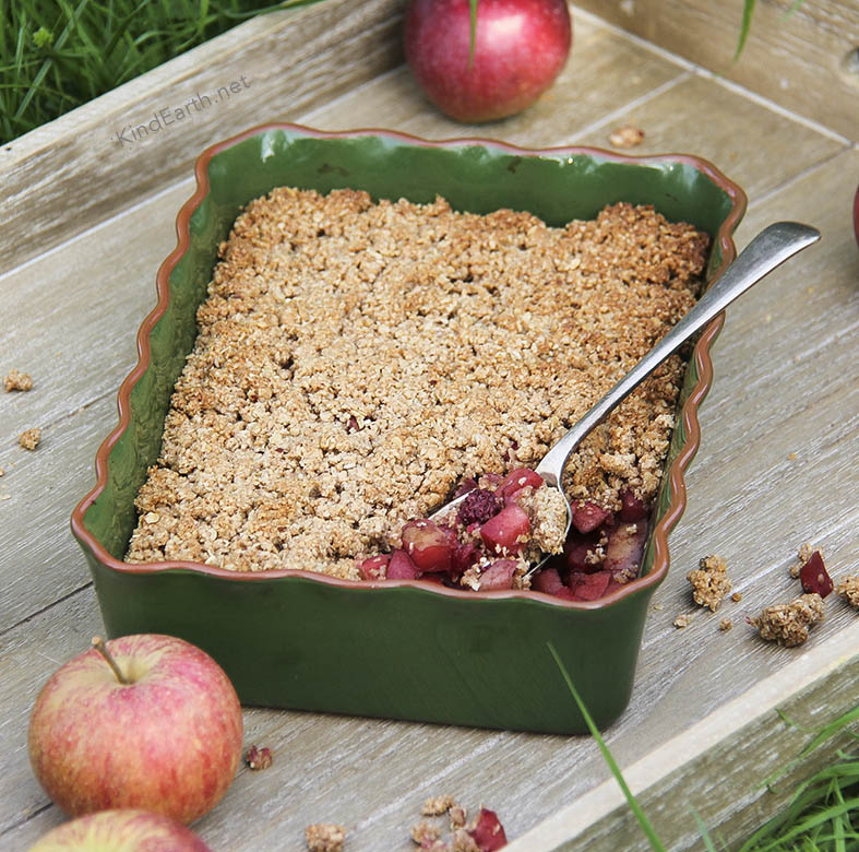Easy Blackberry & Apple Crumble with oat topping (gluten-free vegan, naturally sweetened with love) by Anastasia, Kind Earth