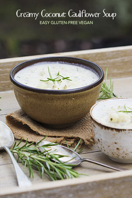 Creamy Coconut Cauliflower Soup with Nutmeg & Rosemary - vegan, gluten-free and delicious