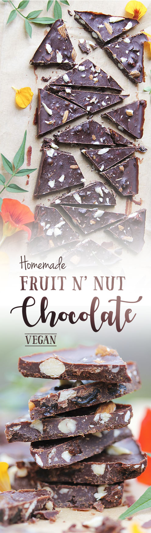 Homemade vegan fruit n' nut chocolate recipe by Trinity with cacao and lucuma 