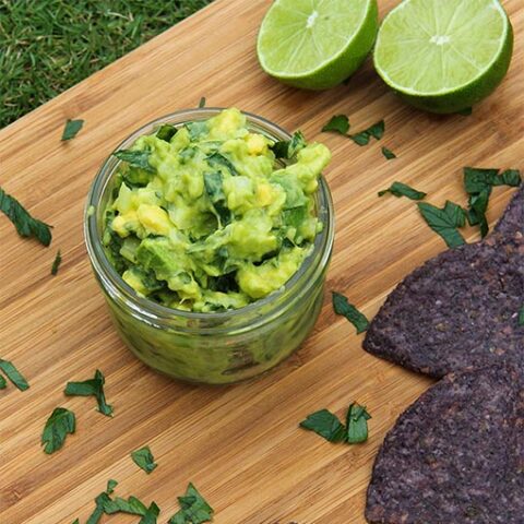 A delicious version of guacamole with lime and parsley