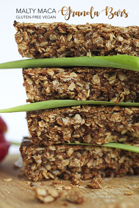 Gluten-free, vegan, maca Granola Bars naturally sweetened with dates by Anastasia, Kind Earth