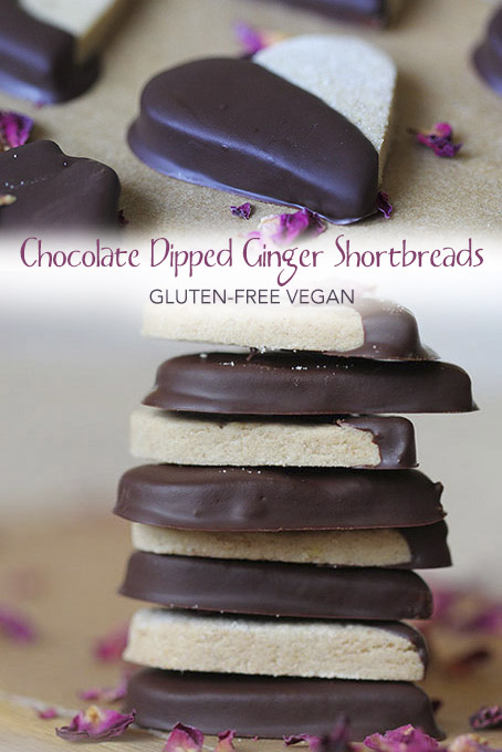 Gluten-free vegan chocolate dipped ginger shortbread cookies By Anastasia