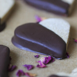Gluten-free vegan chocolate dipped ginger shortbread cookies By Anastasia