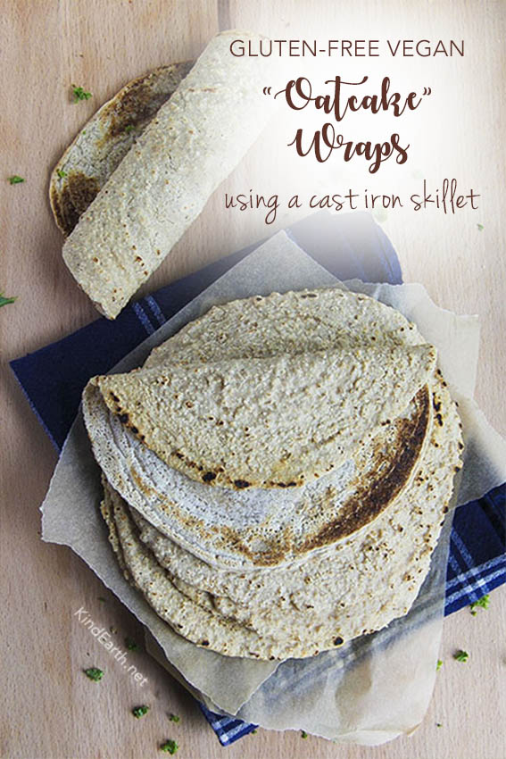 Simple Oat Wraps - using a cast iron skillet #vegan #glutenfree - staffordshire oatcakes by Anastasia at Kind Earth