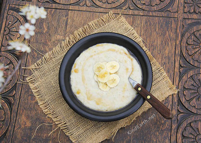 Coconut & Banana Porridge with creamed coconut