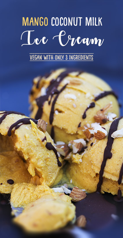 Mango coconut milk ice cream with dried mango and dates - #dairyfree #vegan by Trinity 