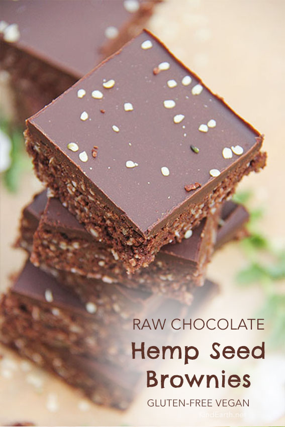 Raw Chocolate Hemp Seed Brownies - gluten-free, vegan, naturally sweetened by Anastasia, Kind Earth