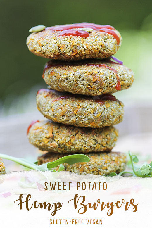 Sweet potato hemp seed burgers with pumpkin seed and spices vegan & gluten-free