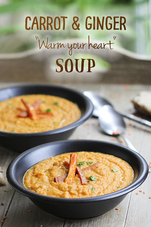 Carrot & Ginger Soup with coconut milk and lentils - vegan, naturally gluten-free and delicious by Trinity