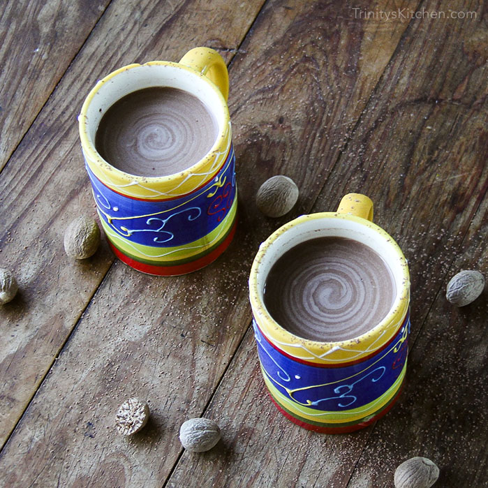 Vegan Hot Chocolate Drink with Nutmeg & Cinnamon