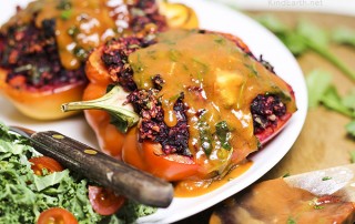 Beetroot & Sunflower Seed Stuffed Sweet Peppers with Ginger Sauce, gluten-free, vegan by Anastasia
