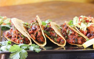 Black Bean Vegan Tacos with Organic Corn Taco Shells & Guacamole by Anastasia, Kind Earth