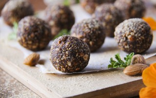 Raw Power Energy Balls - Maca & Fig (with carob & almonds) - gluten-free, vegan, healthy by Anastasia, Kind Earth